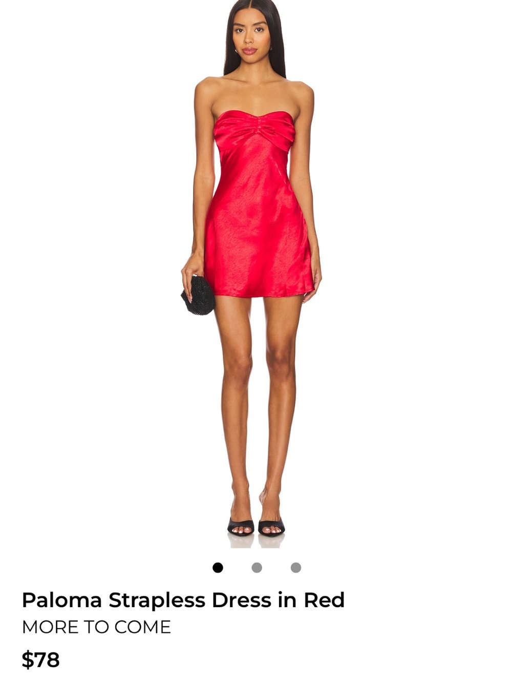 Strapless Satin Mini Dress in Red
